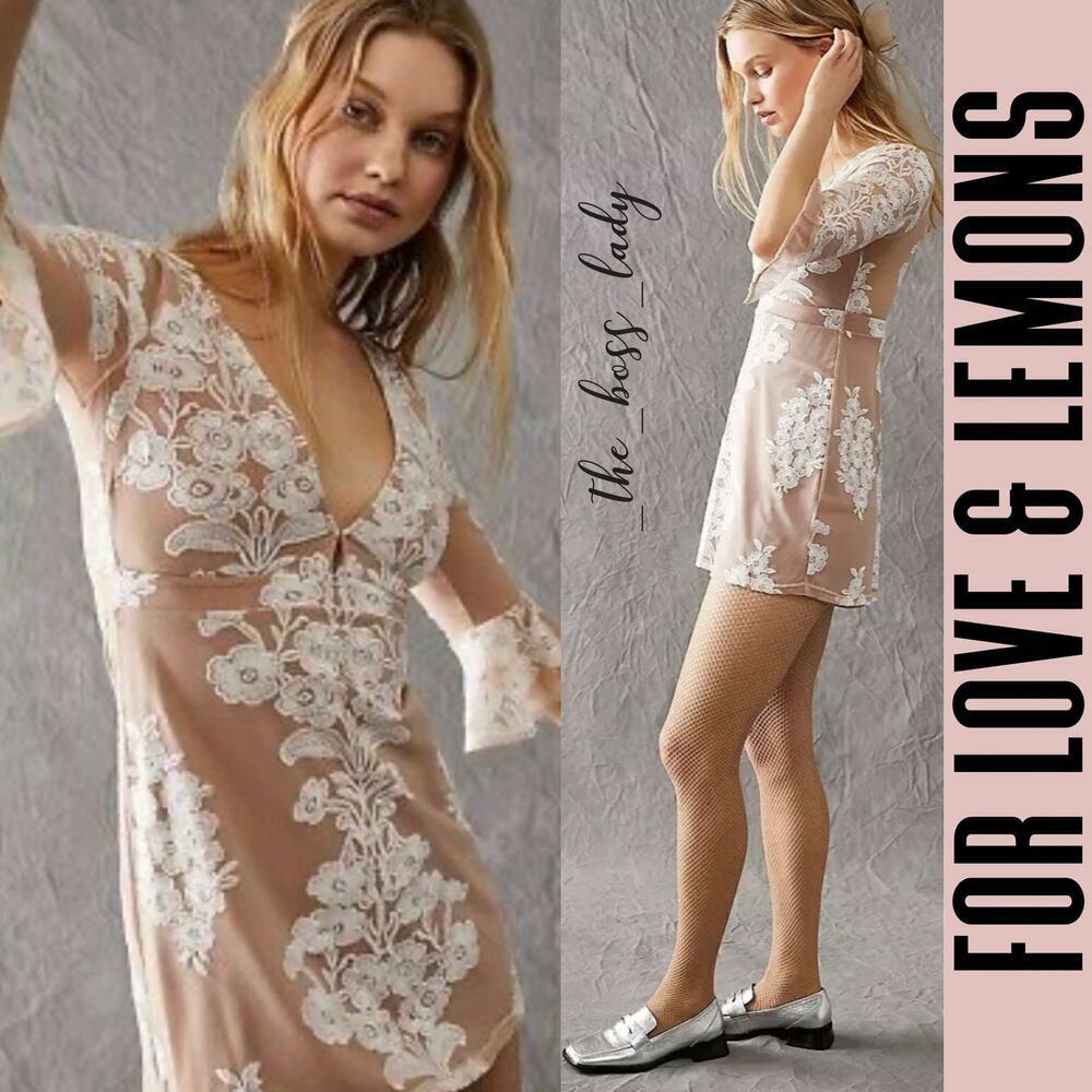 For Love and Lemons mini dress mesh embroidered floral embroidery - Picture 5 of 11